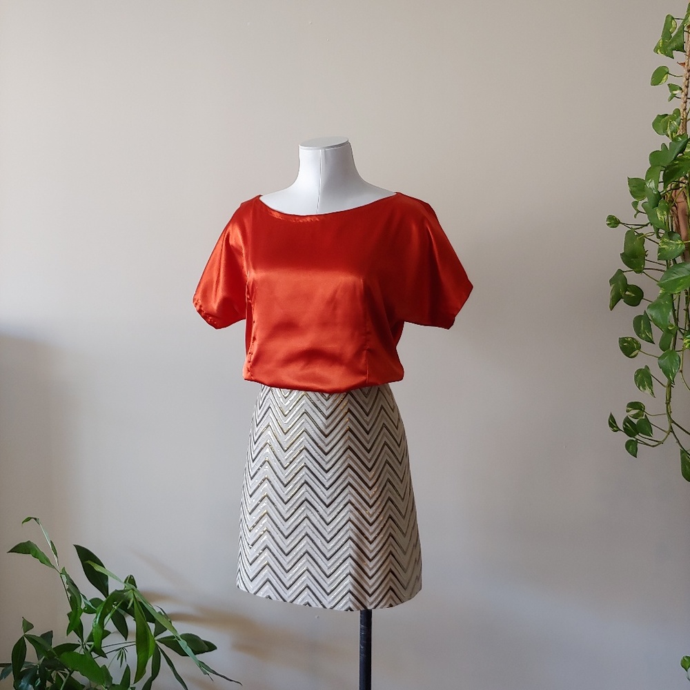ORANGE SATIN BLOUSE